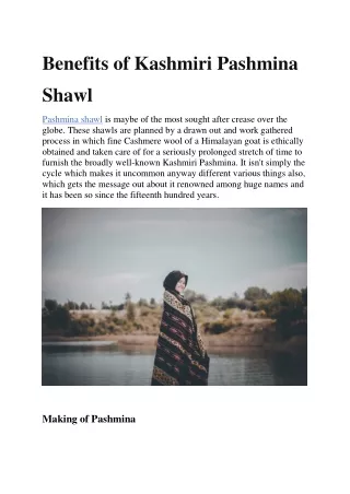 Benefits of Kashmiri Pashmina Shawl