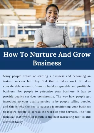 how to nurture and grow business