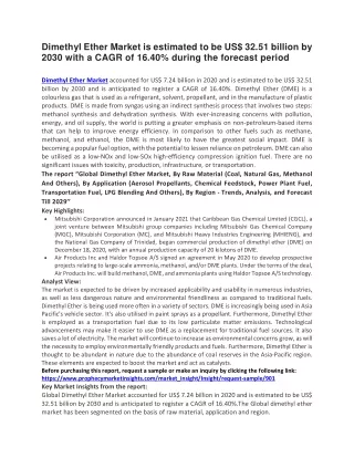dimethyl ether market is estimated