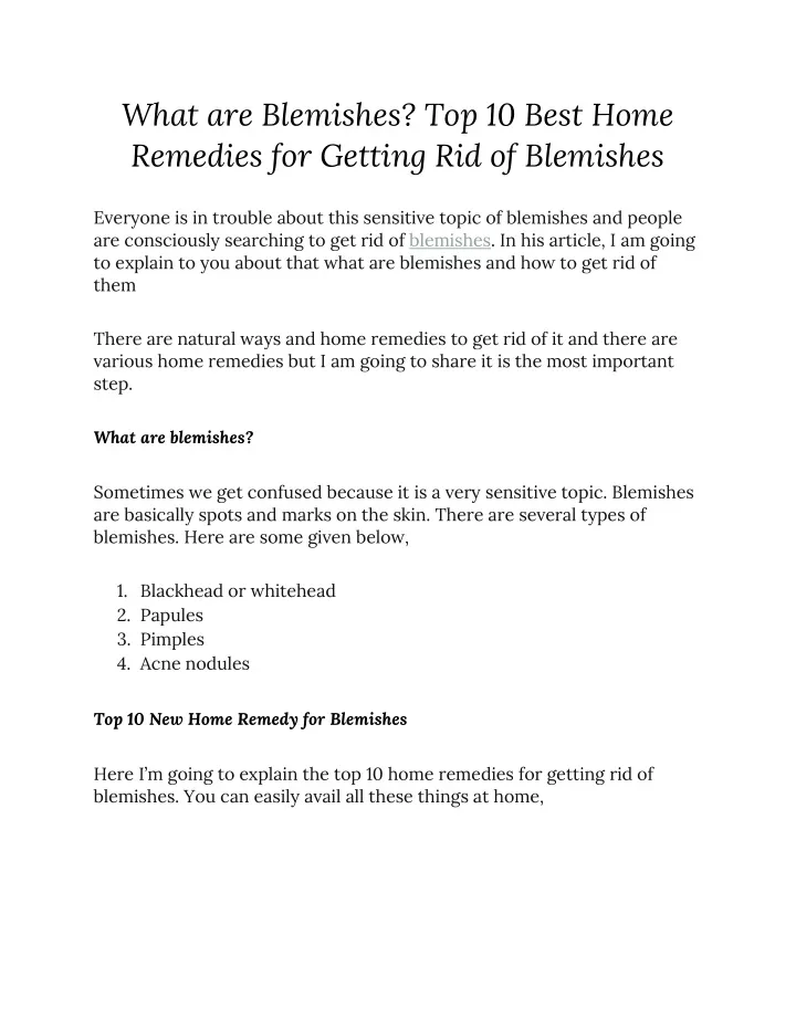 what are blemishes top 10 best home remedies