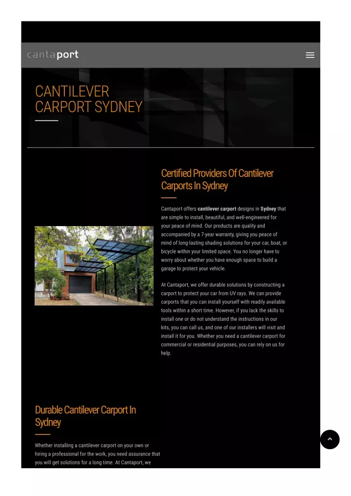 cantilever carport sydney