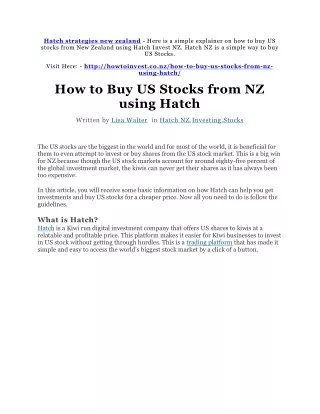 hatch strategies new zealand here is a simple