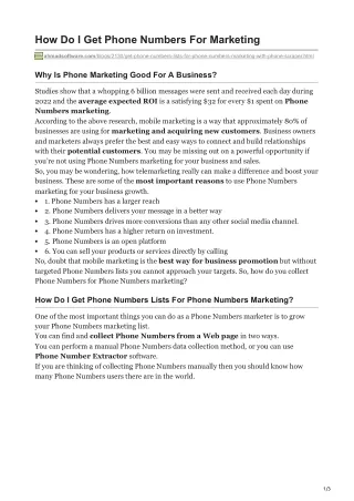 how do i get phone numbers for marketing