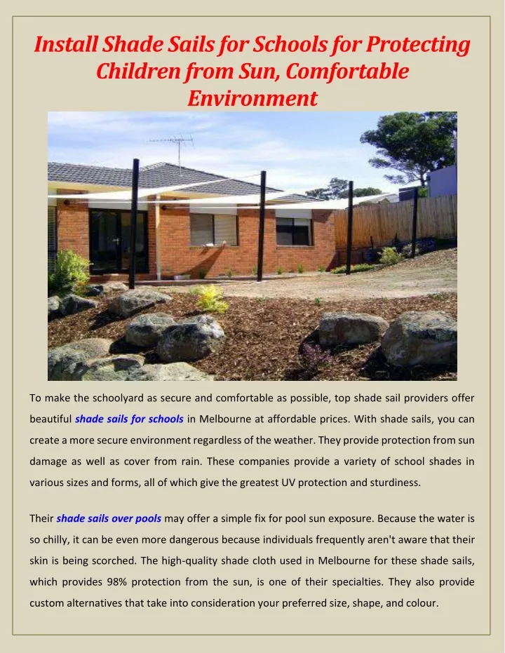 install shade sails for schools for protecting