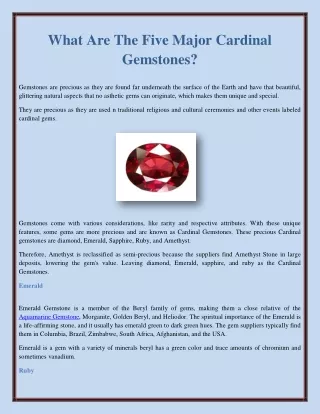what are the five major cardinal gemstones