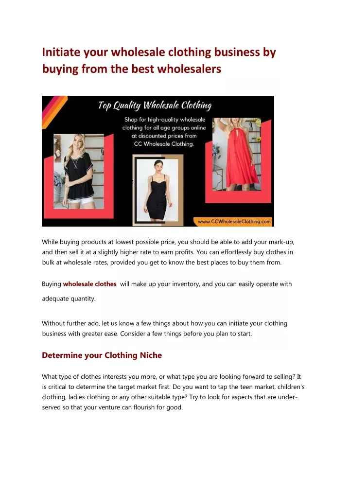 initiate your wholesale clothing business