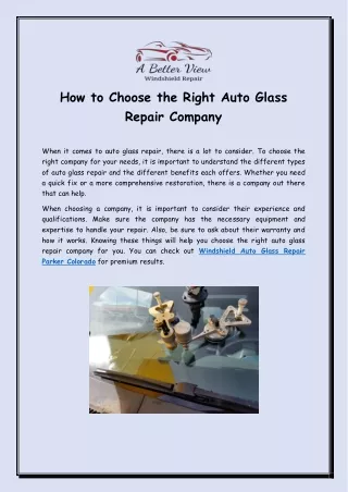 How to Choose the Right Auto Glass Repair Company