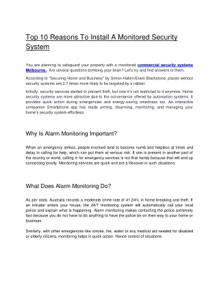 commercial security systems Melbourne