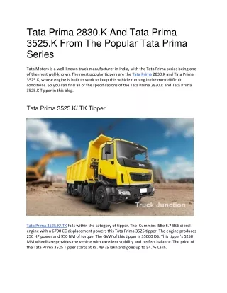 Tata Prima Price list