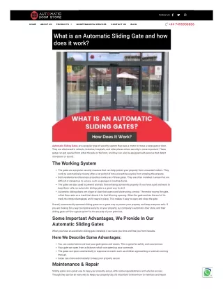 What is an Automatic Sliding Gate and how does it work?