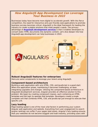 How AngularJS App Development Can Leverage Your Business in 2022