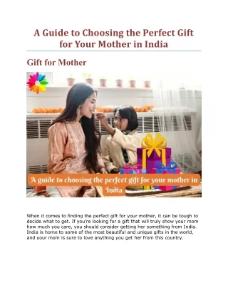 A Guide to Choosing the Perfect Gift for Your Mother in India