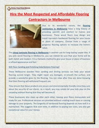 Hire the Most Respected and Affordable Flooring Contractors in Melbourne