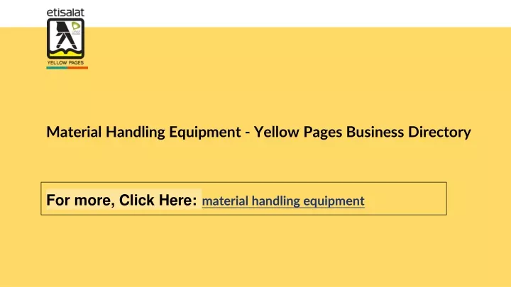 material handling equipment yellow pages business directory
