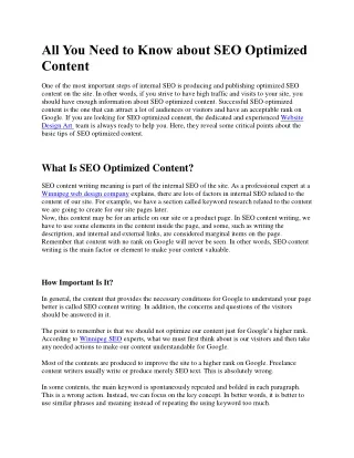 All You Need to Know about SEO Optimized Content