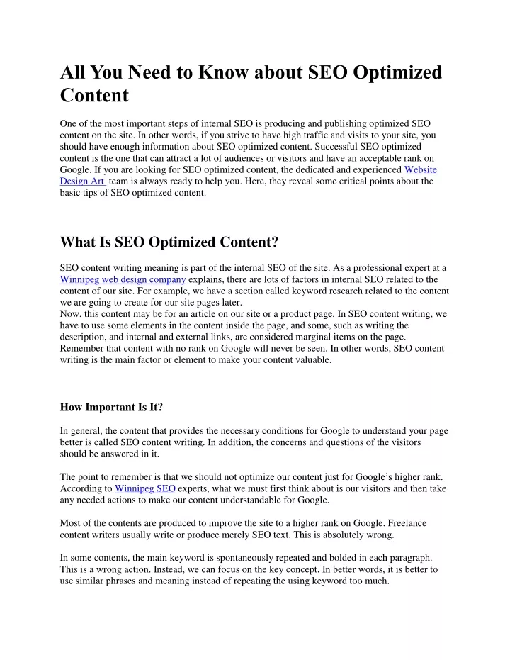 all you need to know about seo optimized content