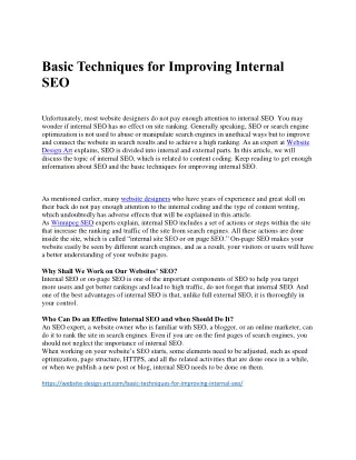 Basic Techniques for Improving Internal SEO