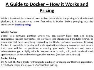 A Guide to Docker – How it Works and Pricing