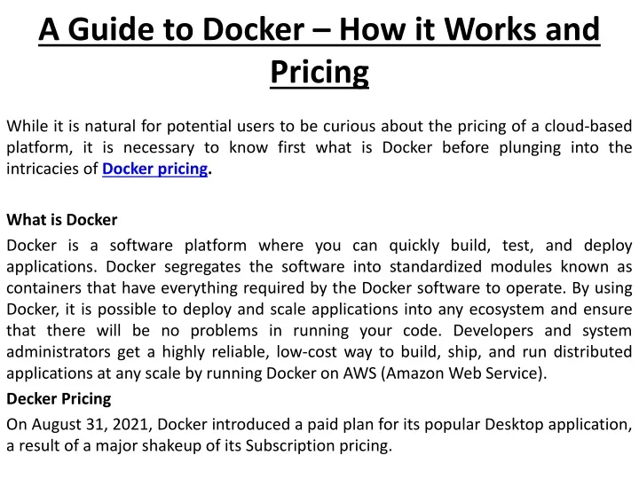 a guide to docker how it works and pricing