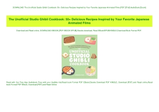 DOWNLOAD The Unofficial Studio Ghibli Cookbook 50  Delicious Recipes Inspired by Your Favorite Japan