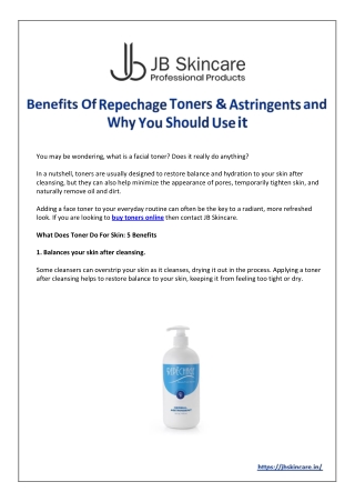 Benefits Of Repechage Toners & Astringents and Why You Should Use it