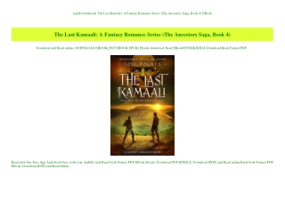 {epub download} The Last Kamaali A Fantasy Romance Series (The Ancestors Saga  Book 4) EBook