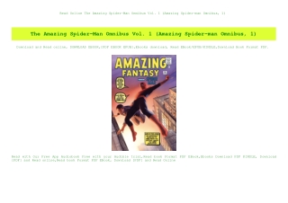 Read Online The Amazing Spider-Man Omnibus Vol. 1 (Amazing Spider-man Omnibus  1) (READ PDF EBOOK)
