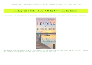 [Download] [epub]^^ Leading with a Humble Heart A 40 Day Devotional for Leaders PDF - KINDLE - EPUB
