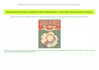 [Epub]$$ Word Search For Adults Large Print 200 Themed Puzzles - A Fun Word Search Book For Seniors
