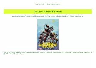 Pdf^^ The X Lives & Deaths Of Wolverine Full Book