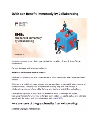 SMEs can Benefit Immensely by Collaborating