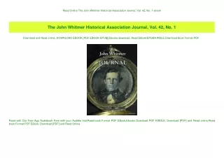 Read Online The John Whitmer Historical Association Journal  Vol. 42  No. 1 ebook