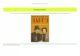 {Read Online} Speaking of Harpo [R.A.R]