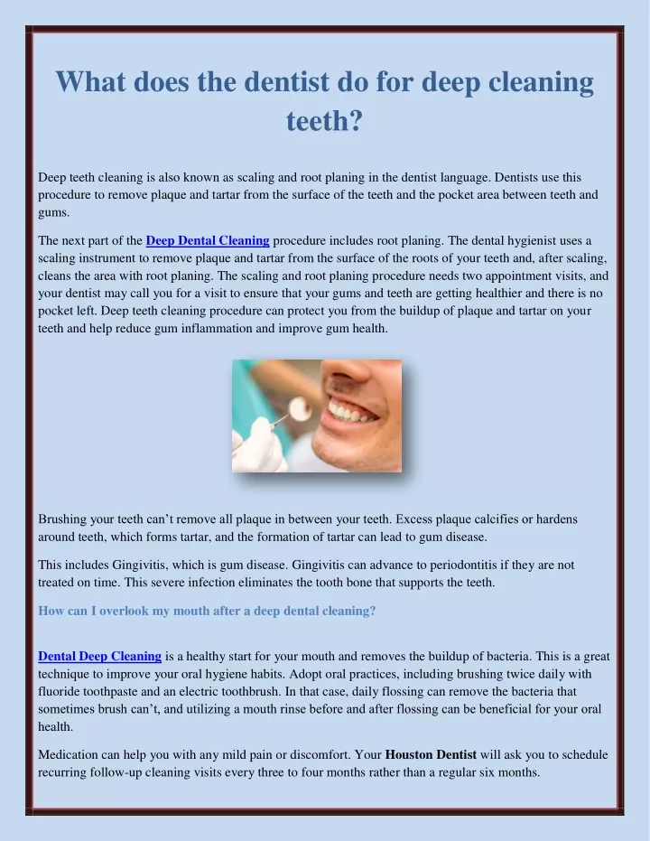 what does the dentist do for deep cleaning teeth