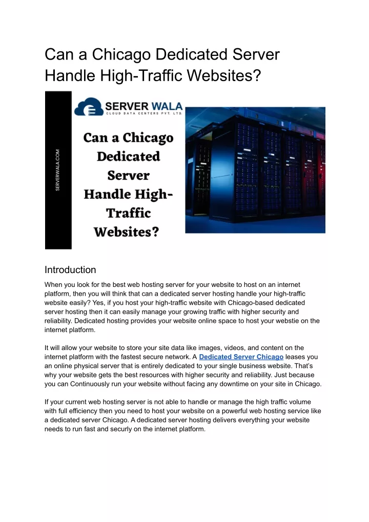 can a chicago dedicated server handle high