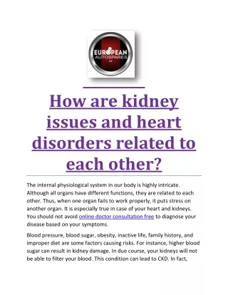 How are kidney issues and heart disorders related to each other