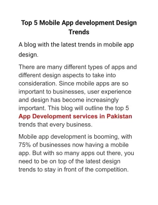 top 5 mobile app development design trends