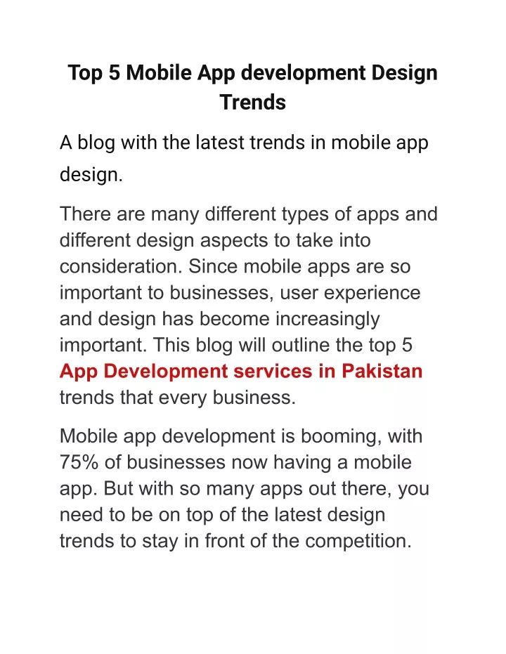 top 5 mobile app development design trends