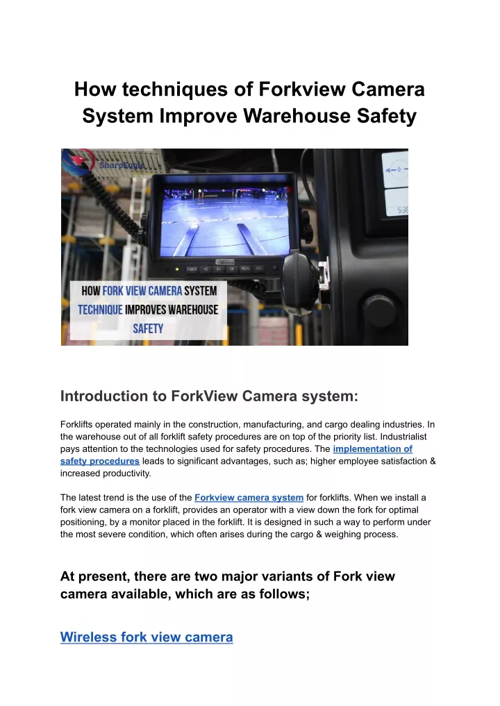 how techniques of forkview camera system improve