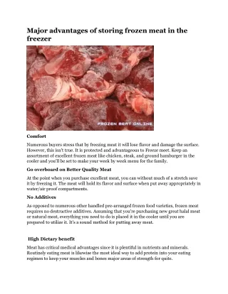 major advantages of storing frozen meat