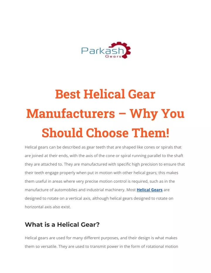 best helical gear manufacturers why you should