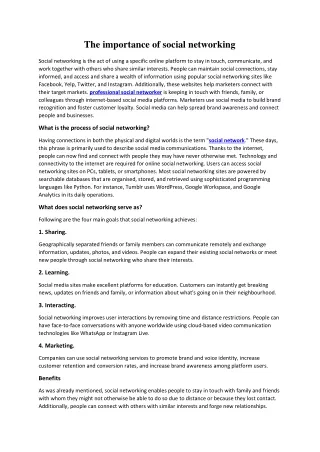The importance of social networking