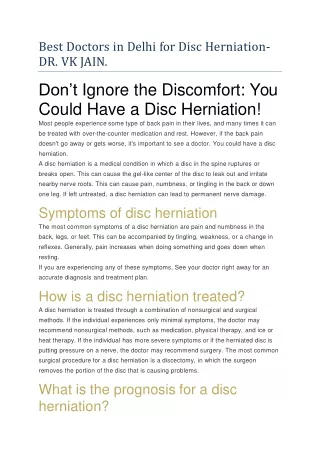 Don’t Ignore the Discomfort: You Could Have a Disc Herniation!