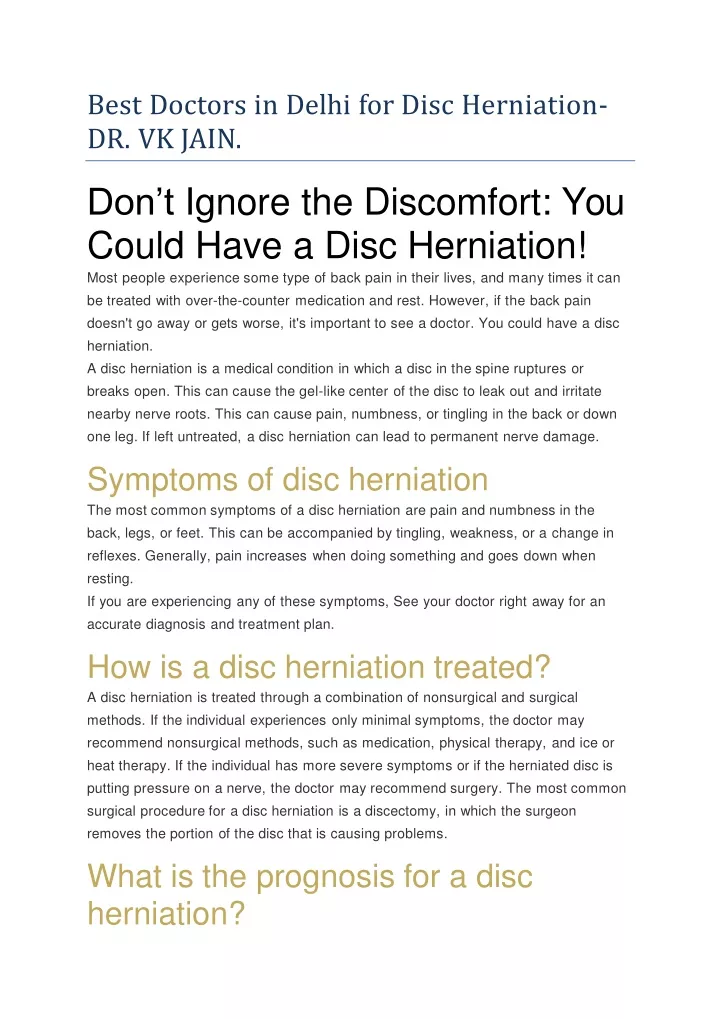 don t ignore the discomfort you could have a disc herniation
