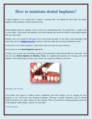 How to maintain dental implants?