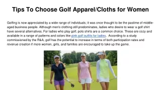 Tips To Choose Golf Apparel_Cloths for Women