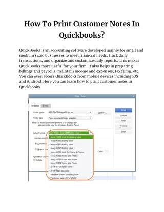 how to print customer notes in quickbooks