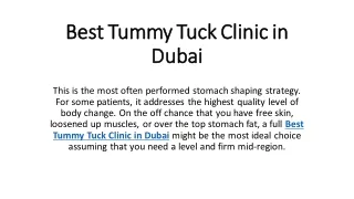 Best Tummy Tuck Clinic in Dubai