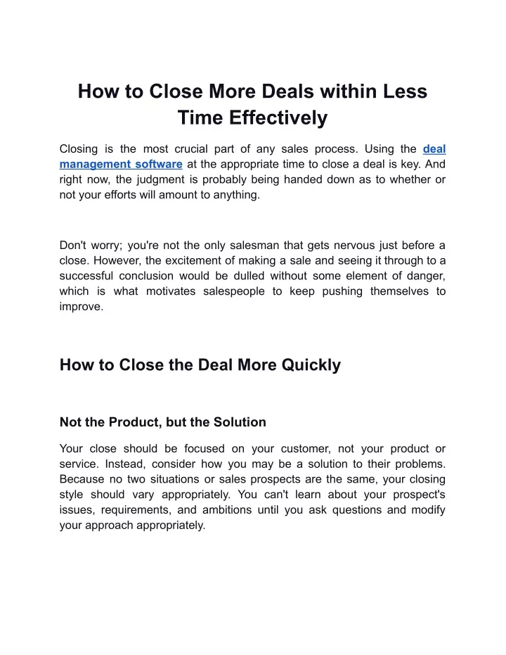 how to close more deals within less time