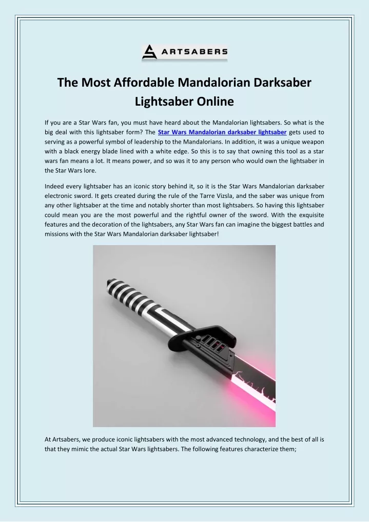 the most affordable mandalorian darksaber